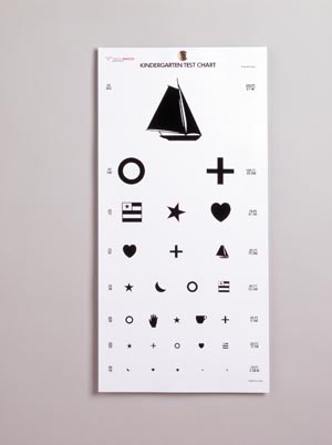 Chart Eye Test Kindergarten Preschool 20 Foot Measurement Acuity Test Non-Reflective Matte Finish by Dukal Corporation  ID 3052